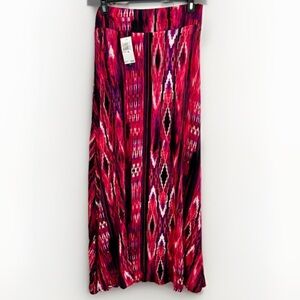 Chelsea & Theodore Boho Maxi Skirt Womens Size M Pink Multi Ikat Boho Tribal